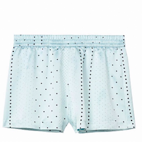 VICTORIAS SECRET JACQUARD SHORTS IN LUXE SATIN BLUE W/BLACK DOTS SLEEP LOUNGE S - Picture 5 of 8